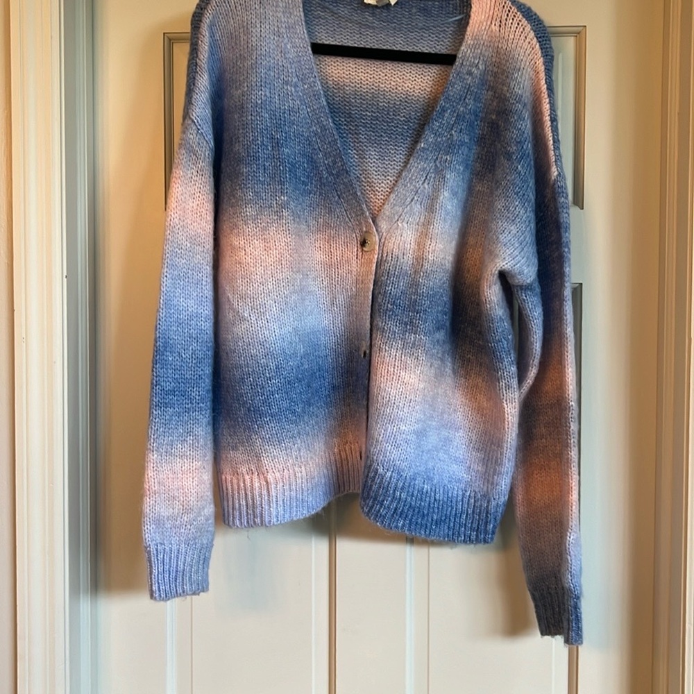 Hem & Thread Gradient Blue and Pink Cardigan